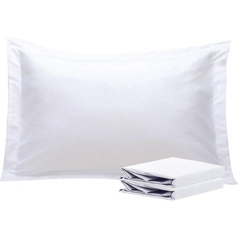 MINKUROW Funda de almohada plana con volantes 50 x 70 cm, juego de 2 fundas de cojín de microfibra supersuave, color blanco (1/5)
