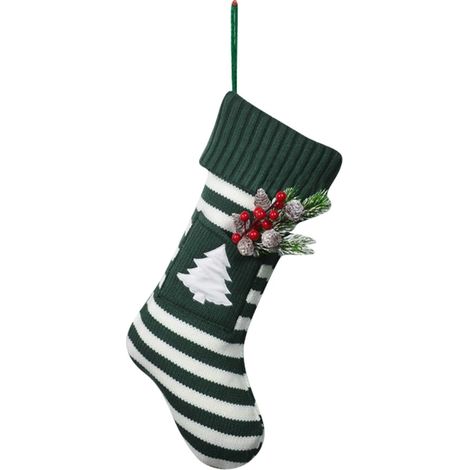 Calcetín Navideño Tejido - Estampa Árbol De Navidad - 45 Cm - Decoración Navideña Para Familia - 1 Unidad (1/5)