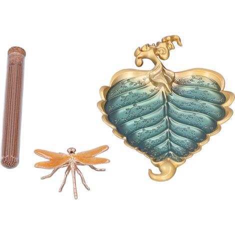 Räucherstäbchenhalter mit Bodhi-Blatt-Motiv, verziert mit Räucherstäbchen, für Wohnzimmer, Heimdekoration, Geschenk, Bodhi-Blatt Gold 037 (1/5)