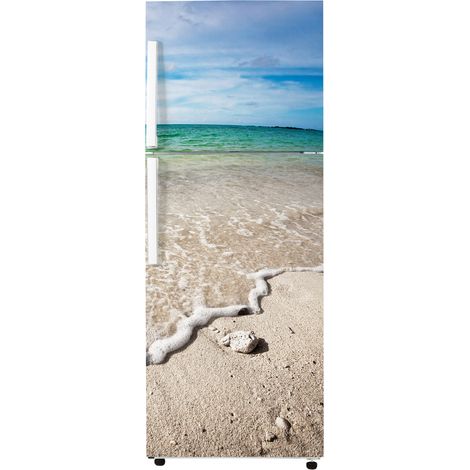 Stickers Frigo - Plage - 65x150 cm - Idéal pour frigo 55x150 cm - Adhésif BRILLANT (1/2)
