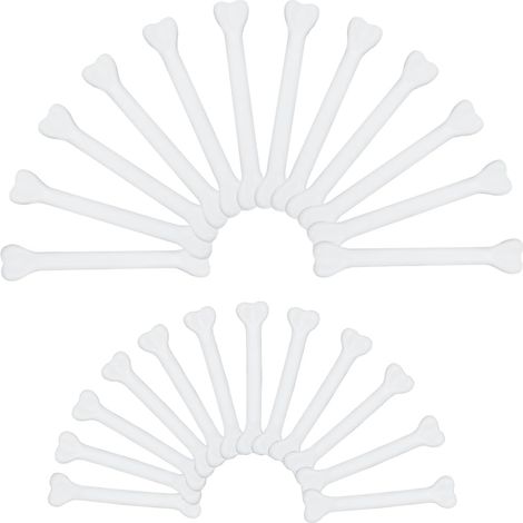 Set mit 32 Halloween-Dekorationen aus Kunststoff – weiße und beige Ornamente und gruselige Totenkopfanhänger (1/5)