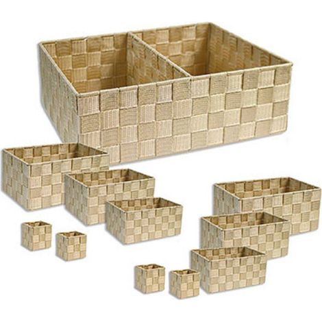 Trade Shop - 11 Cajas Modulares De Tela Organizador De Baño Estanterias De Armarios 79155 Beige Oscuro - (1/2)