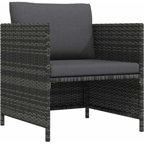 Gartensofa mit Kissen Grau Poly Rattan