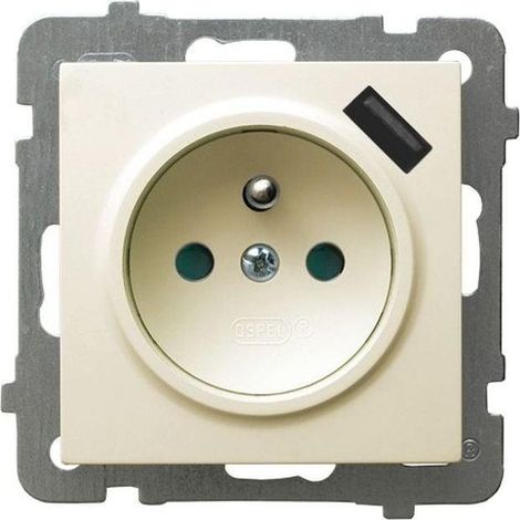 Ospel Presa elettrica semplice avorio con caricatore USB integrato