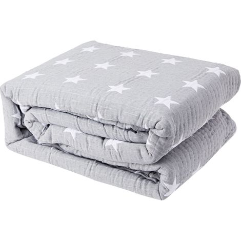 Couvre-lit léger Bouti 10 pour lit Double de 135 cm Couvre-lit étoiles lit 135 Taille de Couette 230 x 270 cm, Couleur Gris (1/5)