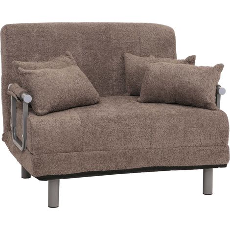[NON UTILIZZATO] Poltrona letto HHG-695, pieghevole Divano letto, superficie riposo 190x100cm, tessuto bouclé (500g/m²), marrone chiaro
