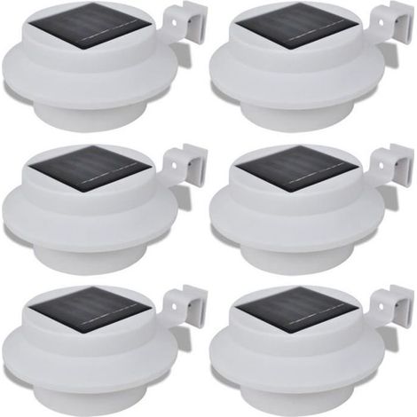 6 Solarleuchten mit 3 weißen LEDs für Zäune, Dachrinnen, Gärten, Höfe oder Wege.