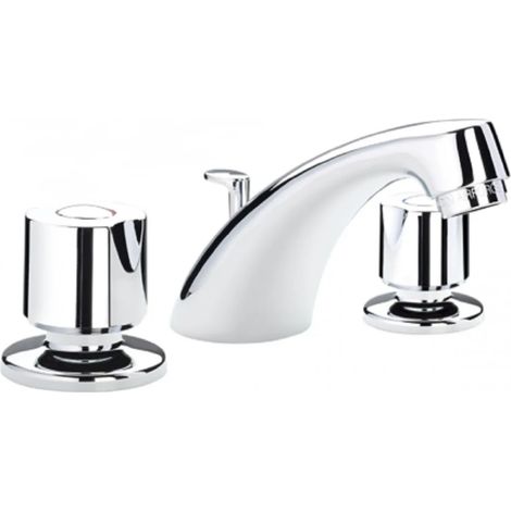 Mélangeur de lavabo chromé 3 trous – Vidage automatique en laiton – Bec fixe – Pression 0,5 à 5 bars – Kramer
