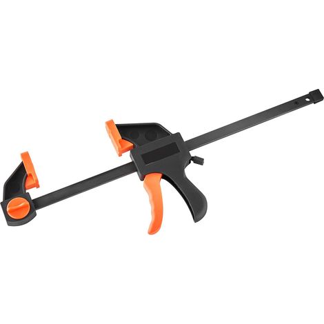 Serre-joints en barre pour menuiserie, lot de 4 (2x30,48 cm et 2x15,24 cm), à une main, fonction presse-écarteur, charge max 70 kg, plastique et acier de qualité. (1/5)