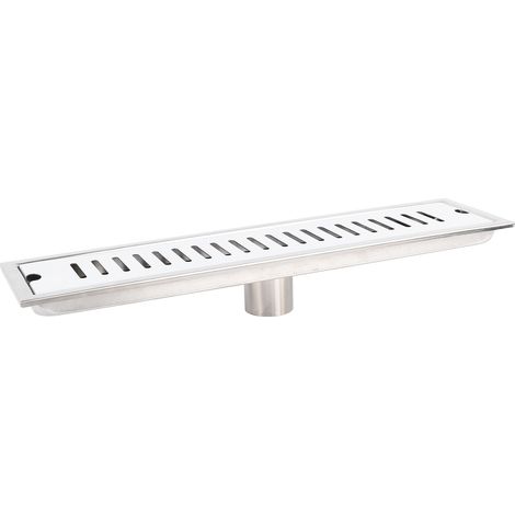 Bonde linéaire de douche en acier inoxydable 304, 40 cm, avec grille amovible et couvercle rectangulaire pour salle de bain (1/5)