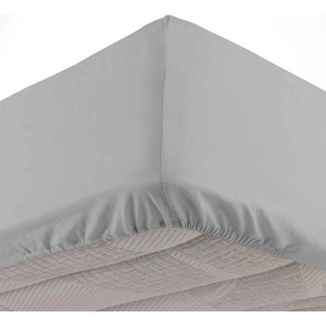 Drap Housse en Coton "Linette" 140x190cm Gris (1/4)