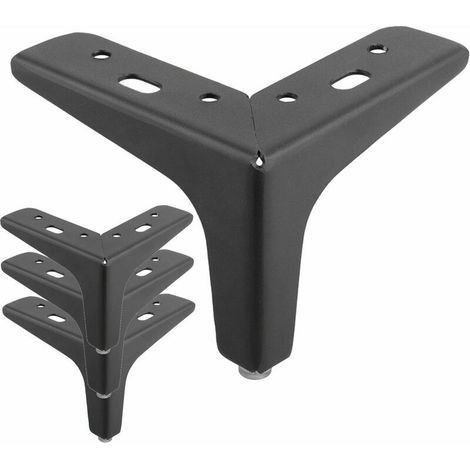 4x Pied de meuble en métal en forme de triangle style moderne Meuble TV Canapé Buffet Armoire Table Lit Bureau Bricolage, 105mm finition noir mat (1/3)