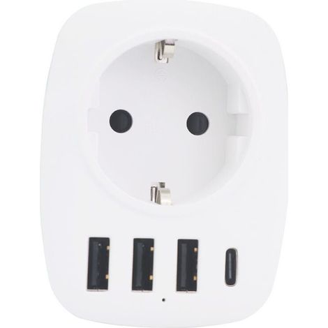 Prise USB Secteur Multiple, Chargeur USB Multiprises avec 1 Sortie AC, Chargeur TypeC, prise de conversion de réglementation allemande 3USB convertisseur de prise français allemand - (1/5)
