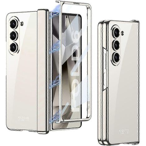 Transparente Schutzhülle mit Displayschutzfolie und Magnetscharnier für das Samsung Galaxy Z Fold 6. Rundumschutz und Vergilbungsschutz. Ideal als Geschenk. (1/5)