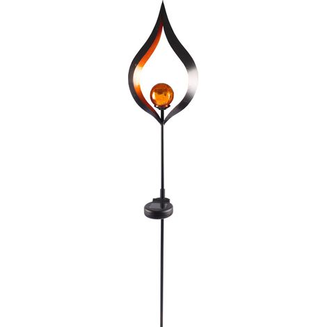 Solar Metall-Gartenstecker 95cm LED Glaskugel Gartendeko Mond Tropfen Flamme TOP - Flamme (1/2)