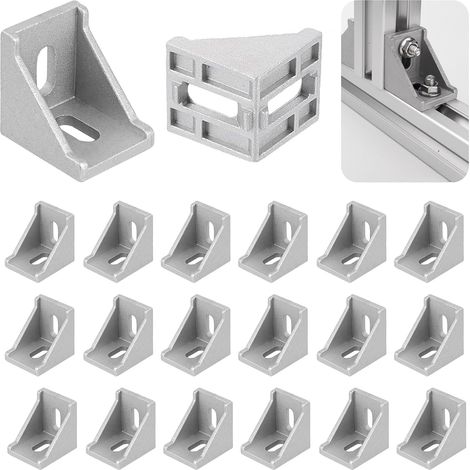 20 Pièces Connecteur Profilé Alu, équerre Profilé Alu 40x40, Connecteur Angle Aluminium, Adaptées aux Structures à Ossature, à L’ingénierie Mécanique et aux Connexions en Profilés en Aluminium (1/5)