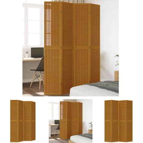 The Living Store 4-tlg. Raumteiler Braun Massivholz Paulownia - Raumteiler (1/5)