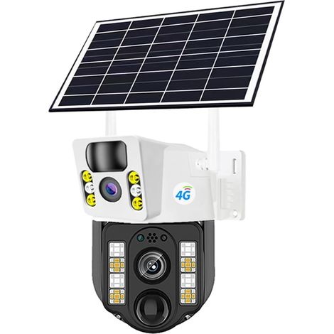 Caméra Solaire 4K 8MP à Double Objectif, 4G, WiFi, sans Fil, Batterie, Faible consommation, IP, détection de Mouvement PIR, vidéosurveillance Externe(No Card) (1/5)