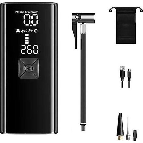 Mini compresseur d'air portable 6000 mAh, 150 psi, gonfleur électrique, compatible avec les valves Schrader/Presta/Dunlop, avec LED, idéal pour voiture/moto. (1/5)