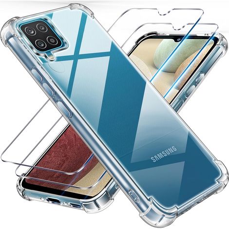 3 en 1 Verre Trempé et Coque pour Samsung Galaxy A12 5G / M12, [Coussin d'air Intégré] Anti-Jaunissement Souple TPU Bumper Coque Protection pour SamsungM12 / SamsungA12 5G, Transparente (1/5)