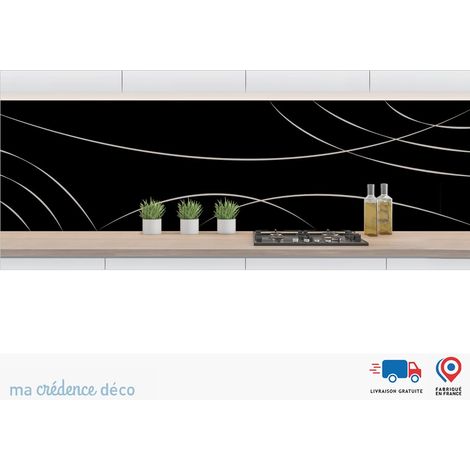 Crédence : Courbes graphiques simple noire - Alu composite - 60 - 120 (1/3)