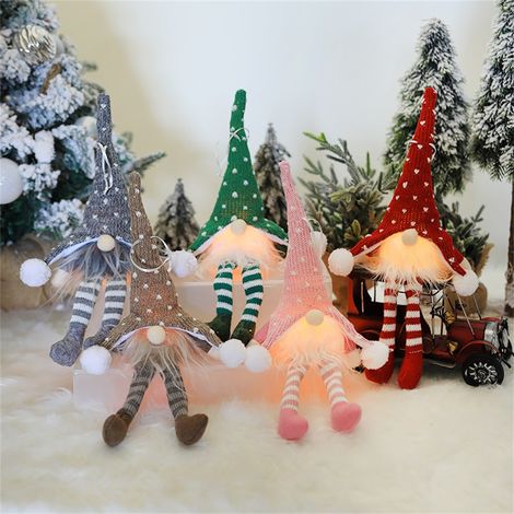 Poupée de Noël avec lutin sans visage et LED, décoration pour sapin de Noël, cadeaux de Noël (1/5)