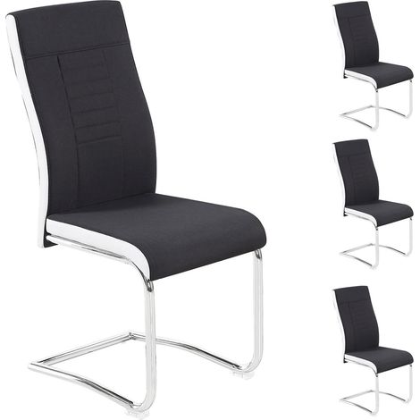 Chaise ALBA Noir/Blanc (Lot de 4)
