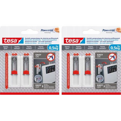 TESA Gancio autoadesivo regolabile fino a 0,5 kg per dispositivi elettronici 2 pezzi x2