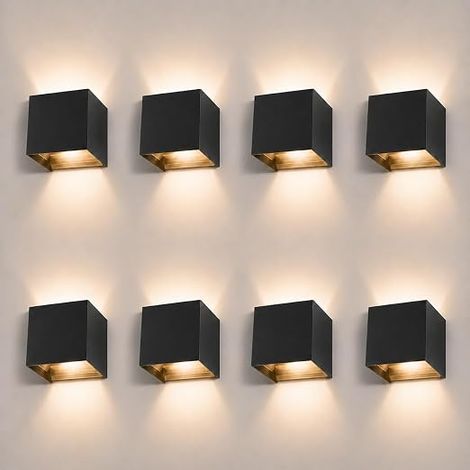 Pack of 8 Outdoor LED Wall Light 12 W 3000 K IP65 Black Adjustable (1/5)