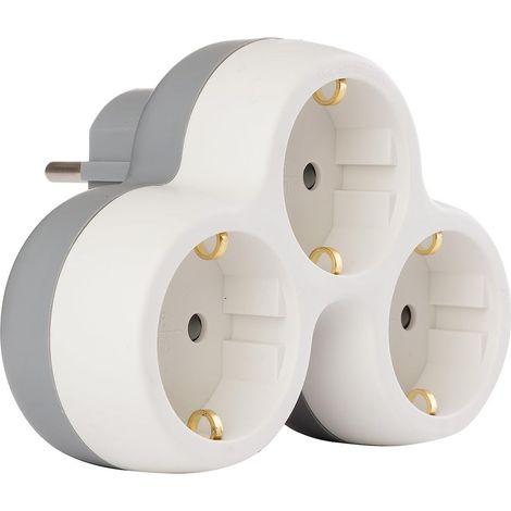 Zenitech Base multipla 3 prese Schuko 16A Bianco/Grigio Bolea (1/4)