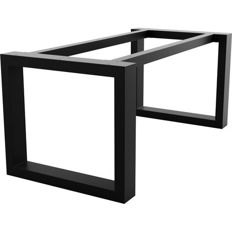 MetaloPro Extreme pieds de table en métal noir forme trapèze – Style industriel lourd pour salon ou bureau 140x80x72 cm (1/5)