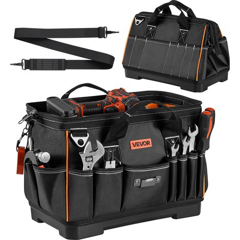 VEVOR Werkzeugtasche 41x23x25cm, Aufbewahrungstasche mit 14 Innen- & 19 Außenfächern, Wasserfester Werkzeug-Organizer aus Polyester mit Schultergurt & Reißverschluss, Werkzeugbeutel für Handwerker (1/5)