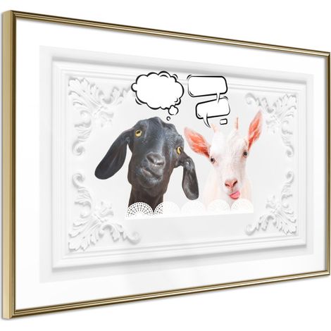 Affiche Murale Encadrée "Conversation of Two Goats" 45 x 30 cm Or
