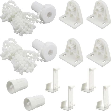 Roller Blind Repair Kit 12 Pieces, Roller Shutter Mechanism for Tube, Blind Fixing without Drilling White, Complete Curtain Accessories with Chain, Brackets and Clips for Home Office (1/5)
