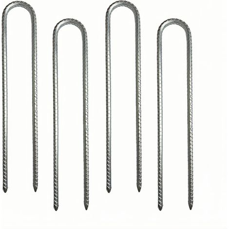 Piquets de Tente d'agrafes de Jardin Piquet d'armature Crochets Acier Ancrage au Sol pour Trampoline Auvents Tente Camping 30cm 4PCS (1/5)