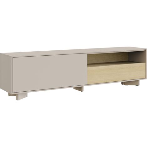 Selsey DISTRIA – Meuble TV avec tiroir gris cachemire / effet chêne, 175 cm (1/5)