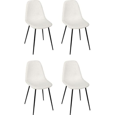 Lot de 4 Chaises Côtelé "Scott" 85cm Beige (1/5)