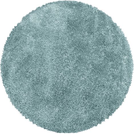 Tapis Rond Shaggy Poils Longs Fibre Doux MOELLEUX (Bleu Turquoise - 80x80cm) (1/5)