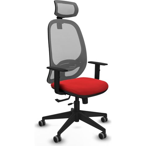 Sedia da ufficio piqueras y crespo Cilanco pelle sintetica rossa tessuto grigio (1/2)