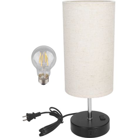 Lampe de table de chevet à commande tactile LED, dimmable sur 3 niveaux, 2 ports USB, lampe de bureau de chevet