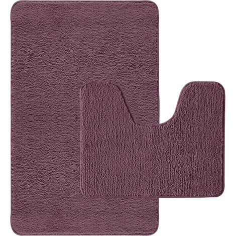 Lot de 2 tapis de bain polyester 50x80cm + contour