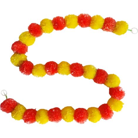 Guirlande Artificielle - Fleur de Souci - Orange Jaune - Pour Décor Mariage Anniversaire Noël Célébrations - 2 m (1/5)