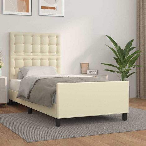 Cadre de lit sans matelas crème 90x190 cm similicuir (1/5)