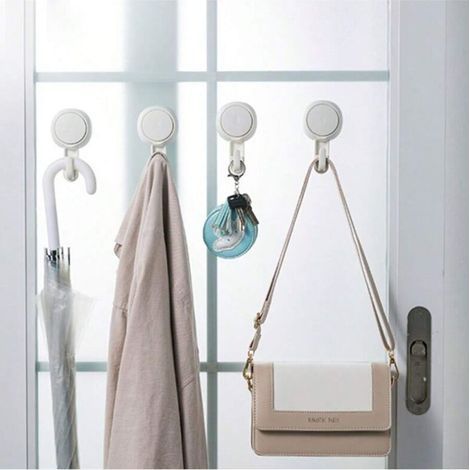 pair Crochets à ventouse en plastique, crochets à ventouse muraux solides, crochets à manteau sans perçage, crochets à peignoir imperméables et durables, porte-serviettes à ventouse de salle de bain, 