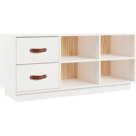 Zapatero madera maciza de pino blanco 100x34x45 cm vidaXL (1/5)