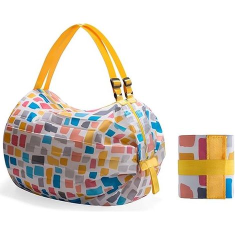 Bolsa de compras plegable, Bolsa de compras plegable, Extra resistente y grande, Bolsa de compras ecológica, Estampado a cuadros, 40 x 40 cm (1/5)