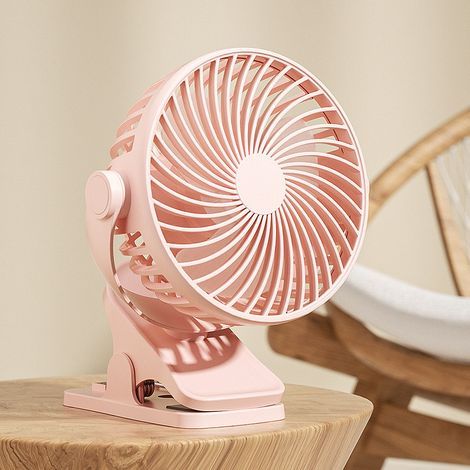 Clip USB ventilateur lampe de bureau petit ventilateur portable extérieur clip ventilateur maison bureau dortoir chevet charge (rose) (1/3)