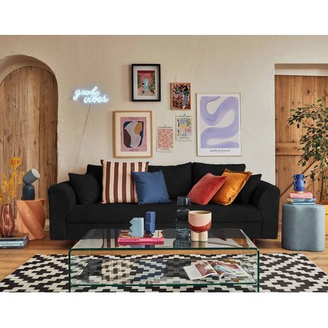 Rune – 3-sitzer sofa – aus cord - schwarz