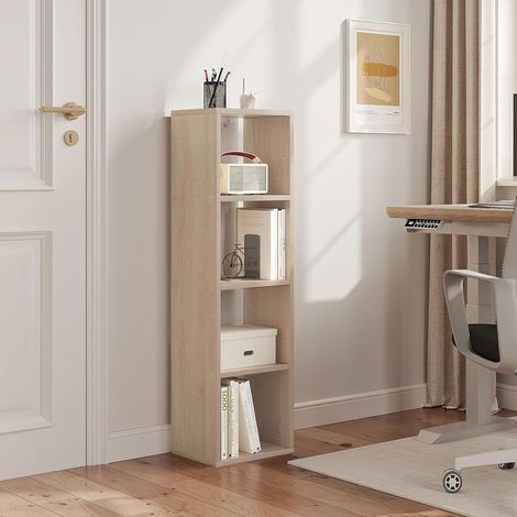 WOLTU Libreria con 4 Livelli in Legno 30x106,5x23,5 cm, Rovere chiaro