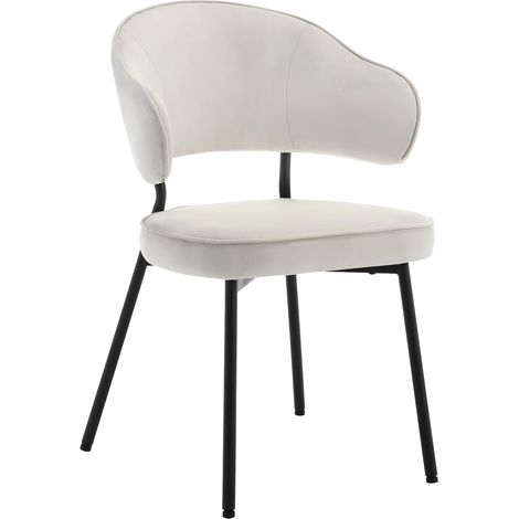 WOLTU 1x Silla de Comedor Silla de Cocina Tapizada en Terciopelo Silla Acolchada Especial para Sala de Estar y Restaurante Blanco (1/5)